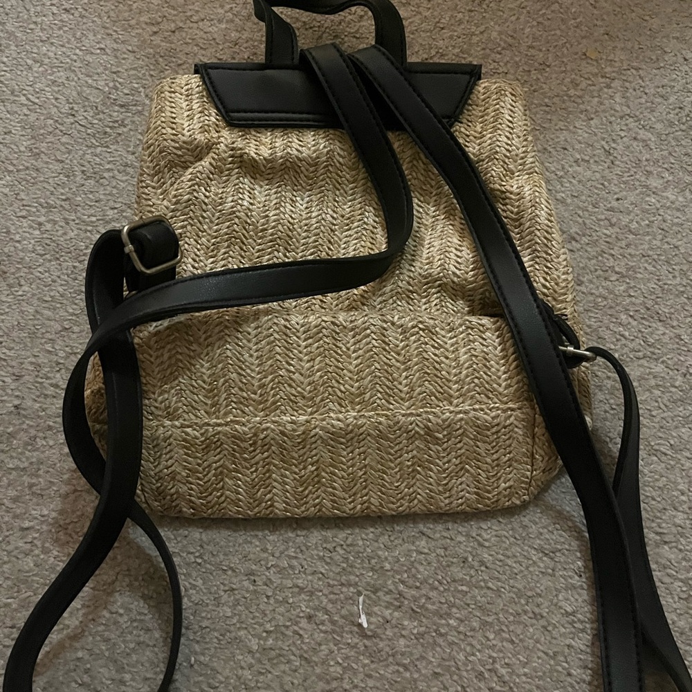 Wicker/Leather Mini Backpack - Picture 2 of 3